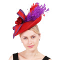 Red ascot hat pale kentucky derby race day wedding hat cocktail fascinator for ladies